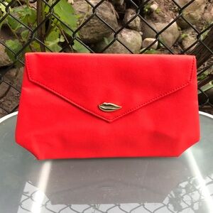 Red Ipsy Glam Bag Kiss and Makeup Clutch Envelope Bag Medium *NEW